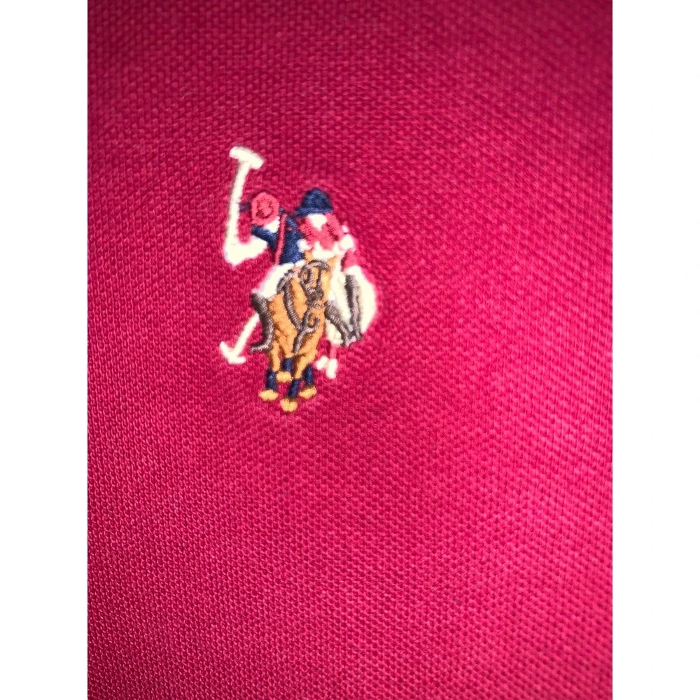 US Polo Assn Boys‎ Red Long Sleeve Polo Shirt Size L 10-12 Cotton Pique Logo
